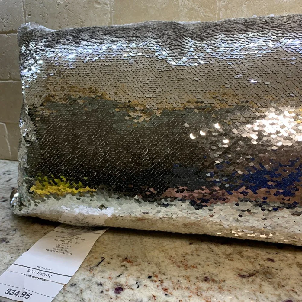 Pier 1 Reversible Sequin Pillow Silver